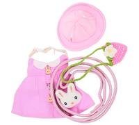 ifundom Pet Harness Leash Set for Rabbits and Guinea Pigs Comfortable Soft Traction Rope with Cute Hat for Outdoor Walks and Photo Sessions S Pink Princess Style