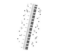 ifundom Piano Style Children’S Growth Chart Wall Sticker, Reusable PVC Decal with Accurate Scale for Playroom or School, Removable Black Cartoon Piano Pattern