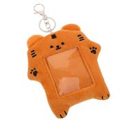 ifundom Plush Cartoon Tiger Card Holder Keychain 5.3x4.7 Inches Kawaii Badge Holder Pendant Cute Id Photo Card Organizer Bag for Students and Kpop Photocard Display
