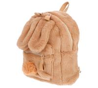 ifundom Plush Rabbit Ear Backpack, Casual Light Brown Shoulder Bag, Cute Fashion School Book Bag for Women and Students, Soft Cartoon Style Travel Rucksack