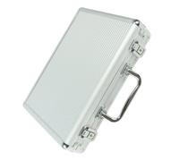 ifundom Portable Aluminum Poker Chip Case 200 Pieces Capacity Metal Hand Carrying Box with Handle for Texas Hold’Em Baccarat Blackjack Storage and Card Carrying, Silver Finish