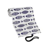 ifundom Portable Cotton Linen Case Pencil Roll 48 Slots with Canvas Organizer for Adorable Cartoon Saury Pattern, Space-Saving Drawing and Sketching Storage