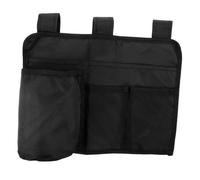 ifundom Portable Foldable Multi-pocket Storage Bag for Beach Chairs and Beds Versatile Side Organizer with Cup Holder Attachment for Camping Wheelchairs Dorm Essentials Easy to Clean Black