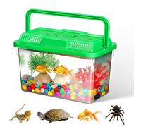 ifundom Portable Mini Fish Tank with Handle, Small Aquarium and Turtle Carrier, Green Medium Pet Transport Box for Hamster and Aquatic Pets