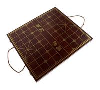 ifundom Portable Wooden Xiangqi Set Dual-function Storage and Playing Board with Handle Rustic Chinese Chessboard Kit for Travel Go Use