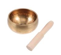 ifundom Premium Copper Singing Bowl Set Soothes the Mood Lightweight Golden Buddhist Sound Bowl with Wooden Mallet and Mat for Meditation and Yoga for Spiritual Practitioners