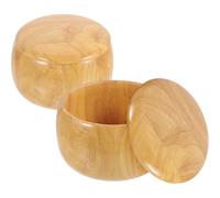 ifundom Professional Go Bowl 2pcs Wooden Chess Pieces Storage Container with Lid Lightweight Portable Wood Box for Home and Chess Game Room Use