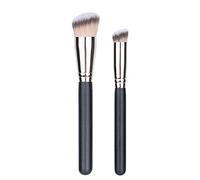 ifundom Professional Makeup Brush Set with Ergonomic Design for Women 2pcs Wood and Synthetic Fiber, Compatible with Cream, Concealer, Liquid Foundation and Powder, for Seamless Face