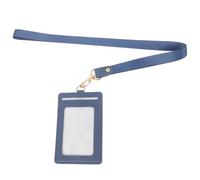 ifundom Pu Badge Holder with Blue Card Sleeve and Lanyard, Sturdy Id Badge Holder for Work and Student Cards, Protective Three-Card Sleeve Suitable for Office and School Use