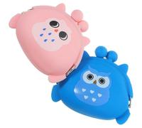 ifundom Purse with Owl Design 2pcs Silicone for Women Cartoon Small Lightweight Change Pouch Easy to Carry and Organise for Shopping Or School
