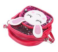 ifundom Rabbit Backpack School Bag PU Sequin Bunny Crossbody Backpack in Rose Red for Daily Use