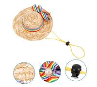 ifundom Rainbow Stripe Woven Pet Hat for Cats and Small Dogs Lightweight Summer Sun Protection Puppy Costume Headgear Photo Prop for Parties and Daily Wear