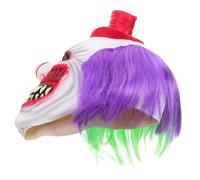 ifundom Realistic Creepy Clown Mask with Purple Green Hair Lightweight Latex Face Cover for Halloween Masquerade Circus Cosplay Horror Party Comfortable Breathable Design for Adults