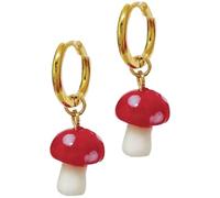 ifundom Red Small Mushroom Dangle Earrings for Women, Cute Hoop Drop Earrings, Lightweight Fashion Jewelry Accessory, 1 Pair