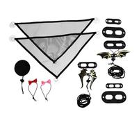 ifundom Reptile Harness Set for Lizards with Adjustable Faux Leather Leash, Three Sizes, Black Mesh Hammocks 33X33X48Cm, Plus Black Hat and Red Pink Bow Ties for Bearded Dragon Costume