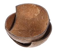 ifundom Reptile Hideout Cave and Turtle Basking Platform, Natural Coconut Shell Shelter for Small Pets, Indoor Terrarium Decor for Lizards, Geckos, Spiders, and Arachnids - 2 Pieces