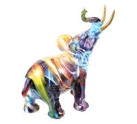 ifundom Resin Elephant Decor Figurine Compact Home and Office Tabletop Ornament Beautiful Graffiti Design for Indoor Desktop Decoration