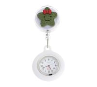 ifundom Retractable Silicone Nurses Pocket Watch, Star Design, Quartz Movement, Alloy Clip, Green, for Doctors and Nurses at Work