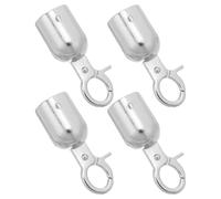 ifundom Rope End Fastener Cord End Caps Easy Installation and Effective Protection Stylish Design 4pcs with Hook in Silver Aluminium Alloy for Crowd Control and Queue Divider