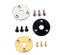 ifundom Round Guitar Jack Plate Indented Output Socket for Electric Guitar Bass Metal Jack Plate Screws Black Finish Easy to Install