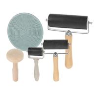 ifundom Rubber Printmaking Roller Brayer with Wooden Handle, Multi-Size Rollers for Art Craft DIY Printing and Painting, Suitable for School and Studio Use