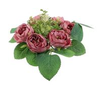 ifundom Rustic Artificial Flower Candle Wreath for Wedding Decoration, Easy to Place Silk Peony Ring with Delicate Plastic Flowers, for Wedding Ceremony and Creative Photos