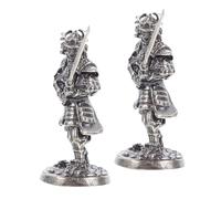 ifundom Samurai Warriors Miniature Statues 2pcs Set, Realistic Cupronickel Material with Silver Tone, Artistic Bonsai Figurines for Home and Office Desk Decor, Designed for History