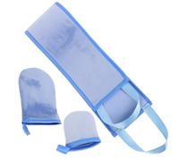 ifundom Self Tanning Back Applicator with Handles for Evenly Application, Blue Flocking Material Mitt for Convenient Use on Hands and Fingers, for Adults and Men