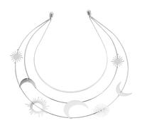ifundom Silver Headband for Women Stars and Moon, Three-Layer Handmade Celestial Party Tiara, Birthday and Prom Hair Accessory