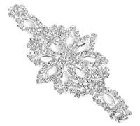 ifundom Silver Sparkling Rhinestone Applique Patches with Backing Adhesive, Sewing Pearl Rhinestone Dress and Garment Belt Applique, Bridal Waistband Accessory for Wedding and Party