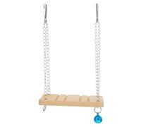 ifundom Small Animal Wooden Hanging Swing Platform for Hamster Gerbil Cage Accessory Smooth Durable Mouse and Rat Cage Ornament with Bell for Chinchilla Guinea Pig and Random Color