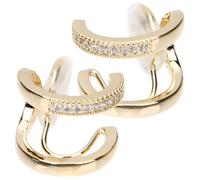 ifundom Small C Shape Rhinestone Ear Non Piercing Earrings for Women Lightweight Double Hollow Design Comfortable Ear Bone Jewelry for Parties and Daily Wear