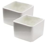 ifundom Small Dip Bowls 2pcs White Ceramic Square Bowls 180ml Sugar Sachet Pot Holder Teabag Dish for Coffee Counter Restaurant Home