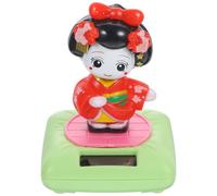 ifundom Small Kimono Doll Figurine Shaking Head Kimono Doll Figurine 3.03x3.03x3.93in Solar Powered Automatic Nodding Plastic Solar Panel Desktop Decorating Car Interior Ornament