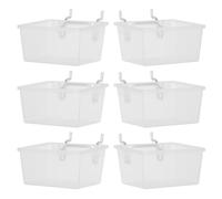 ifundom Small Square Pegboard Bins 6Pcs with Brackets Thickened Parts Storage Boxes for Workbench and Garage Organizers