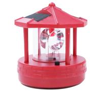 ifundom Solar Powered LED Lighthouse Lamp with Rotating Beacon Light, Red Plastic Nautical Outdoor Landscape Decor for Fence and Front Yard Lighting