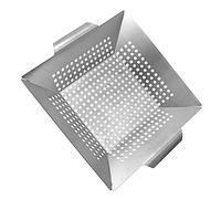 ifundom Square Stainless Steel BBQ Grill Plate with Hollow Design Bakeware for Outdoor Grilling Portable Barbecue Basket for Meat and Vegetables