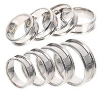ifundom Stainless Steel Finger Rings with Smooth Surface and Corrosion Resistance 8pcs Silver Grooved Plain Finger Ring Blanks for Fashionable Jewelry Making