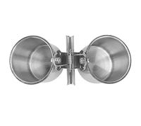 ifundom Stainless Steel Parrot Feeder Double Cups with Clip Durable Bird Feeding Bowls for Food and Water Easy to Clean Convenient Hanging Design for Bird Cages Silver