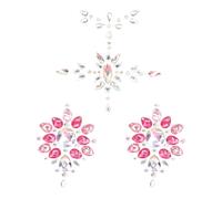 ifundom Stickers with Peel and Stick Feature Rhinestone Breast Gems 2 Sets Pink Not Easy to Fall Shimmery Gems Finish, for Cosplay Party and Carnival Body Decoration