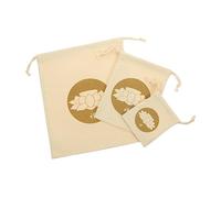 ifundom Storage Bags Made of Cotton and Linen Singing Bowl Drawstring Pouch Set 3pcs Sturdy and Easy to Open and Close in Khaki for Tibetan Meditation and Sound Bowls