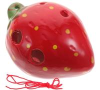 ifundom Strawberry 6-hole Ceramic Ocarina for Beginners, Portable Red Fruit-shaped Wind Instrument, ’s Student Practice Flute and Creative Musical