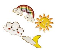 ifundom Sun Moon Cloud Brooch Pin Set 4Pcs Rainbow Alloy Lapel Pins for Sweaters Coats and Special Occasions Assorted style