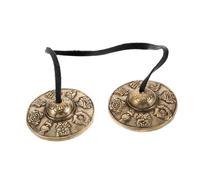 ifundom Tibetan Brass Tingsha Cymbals Finger Bells Pair, Hand Percussion Instrument for Meditation, Relaxation, Yoga and Spiritual Sound Healing, 8 Auspicious Symbols Design Random Style