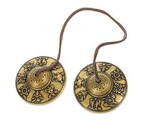 ifundom Tibetan Handmade Pure Copper Cymbal Bell Meditation Percussion Instrument with Eight Auspicious Symbols for Yoga and Mindfulness Practice