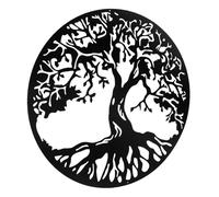 ifundom Tree of Life Iron Wall Decor 11.02-inch Hollow Artistic Wall-Mounted Pendant Metal Round Plate for Home Room Hanging Decorations