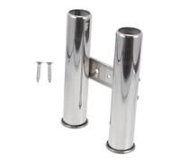 ifundom Two-tube Pole Bracket Stainless Pole Holder Outdoor Rod Bracket with Water Escape Design Free Your Hands Fishing Enthusiasts Fishing Accessory