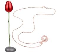 ifundom Valentine'S Day Rose Gold Heart Pendant Necklace Set Immortal Flower Headpiece, Unique Neck Decoration for Women, Romantic Jewelry Kit