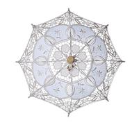 ifundom Vintage Embroidery Umbrella Parasol for Bridal Wedding Décor Cream Lace Bamboo Handle Elegant Photo Props Lace Shadow Effect
