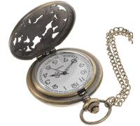 ifundom Vintage Quartz Pocket Watch with Hollowed-Out Zinc Alloy Case and Long Chain, Classic Retro Style Easy to Read, Gift and Clothing Decoration